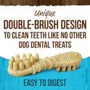Merrick Fresh Kisses dog treats featuring a double-brush design for dental care