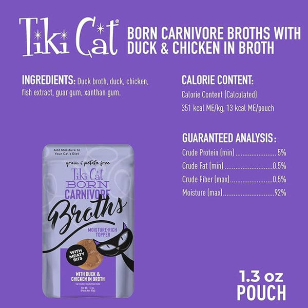 Tiki Cat duck & Chicken Broth Pouch Grain-Free Wet Food For Cats (1.3 oz x 12 pouches)