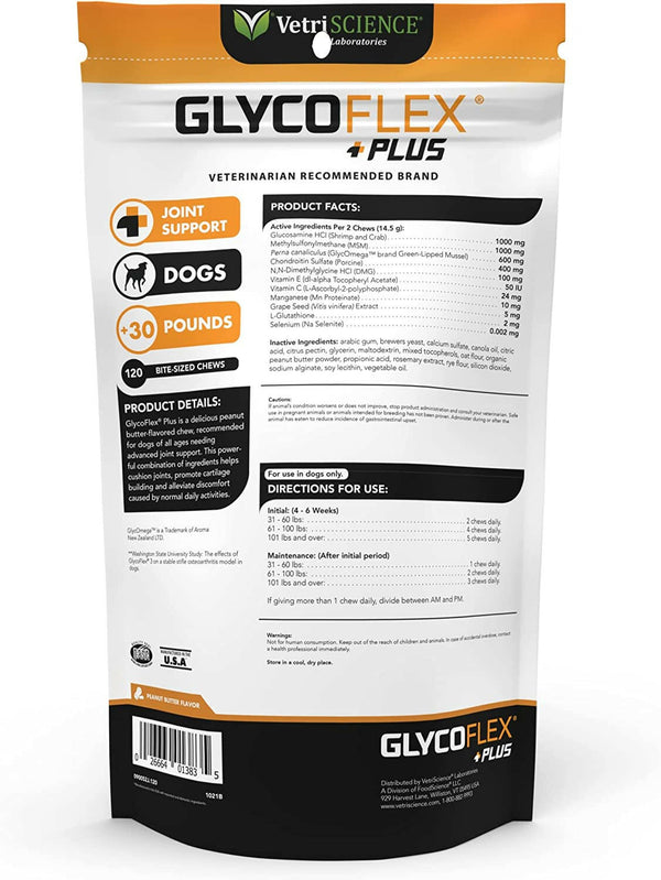 backside of glycoflex plus for dogs