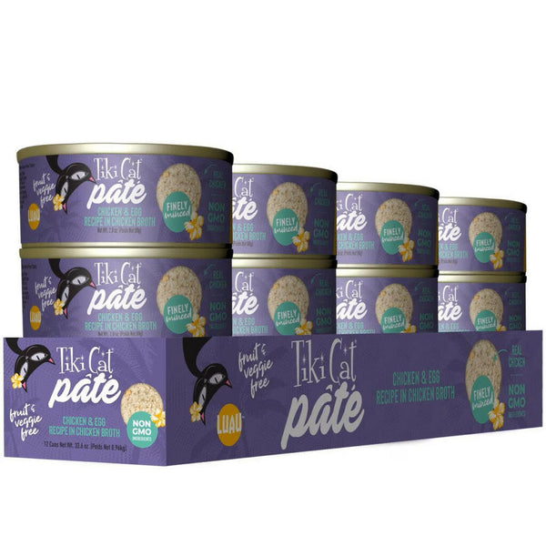 Tiki Cat Luau Pâté Chicken and Egg Recipe in Chicken Broth Wet Canned Food For Cats (2.8 oz x 12 cans)