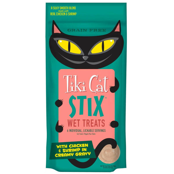 Tiki Cat Stix Chicken & Shrimp in Creamy Gravy Grain-Free Wet Treats For Cats (0.5 oz x 6 tubes)