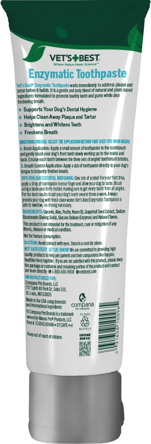 Vet's Best Enzymatic Toothpaste, Fresh Breath Dental Gel For Dogs (3.5 oz)