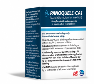 Panoquell-CA1 for dogs is an acute pancreatitis treatment for dogs that is administered intravenously. This effective pancreatitis treatment for dogs is available for purchase with a prescription. 
