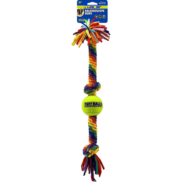 Petsport USA Kaleidoscope Rope Large 3 Knot w/ 2.5" Ball Dog Toy 21", 1 count