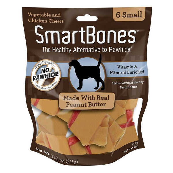 SmartBones Rawhide-Free Peanut Butter Chews (6 small bones)