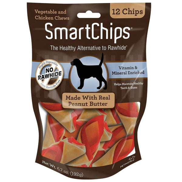 SmartBones SmartChips Rawhide Alternative Peanut Butter Chews (12 chips)