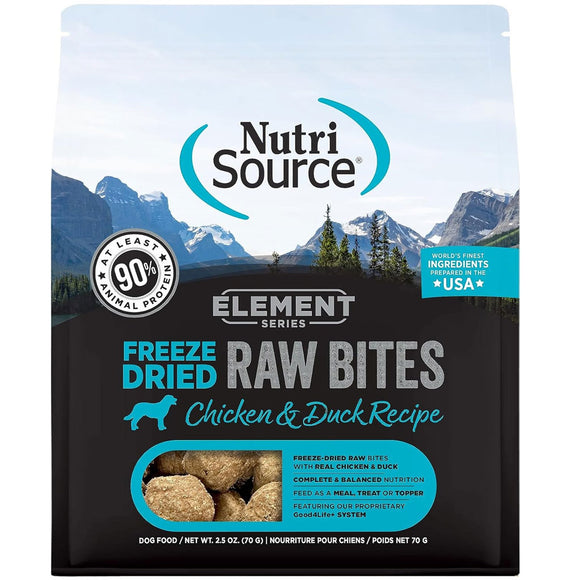 NutriSource Element Freeze Dried Raw Bites Dry Dog Food, Chicken & Duck Recipe, 2-oz