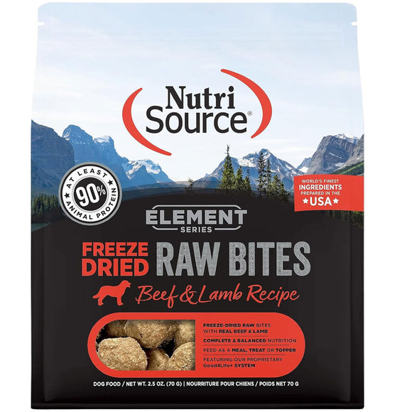 NutriSource Element Freeze Dried Raw Bites Dry Dog Food, Beef & Lamb Recipe, 2.5-oz