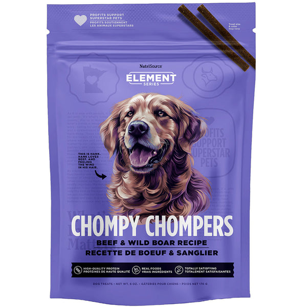 NutriSource Element Series Chompy Chompers Dog Treats Beef & Wild Boar Recipe, 6-oz