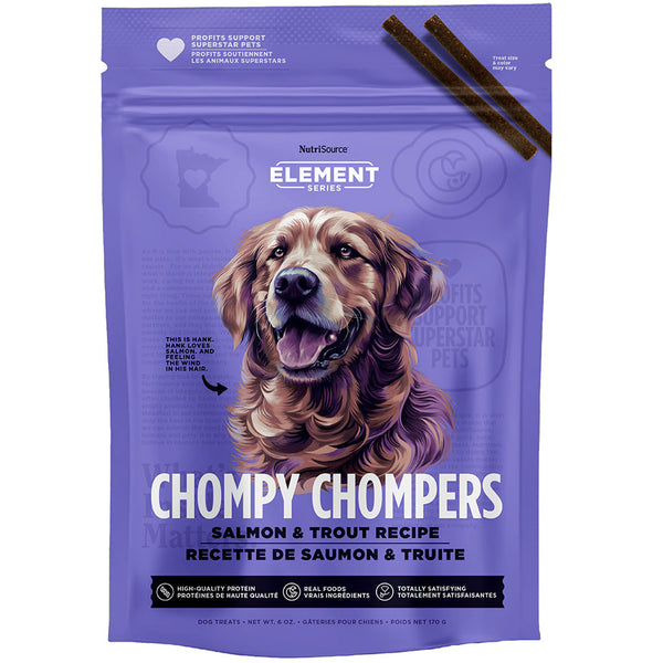 NutriSource Element Series Chompy Chompers Salmon & Trout Recipe Dog Treats, 6-oz