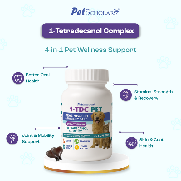 Pet Scholars 1-TDC Dental and Joint Health Softgel Supplement for Dogs and Cats