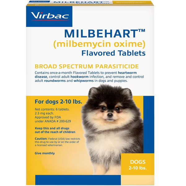 Milbehart Flavored Tablets for Dogs, 2-10 lbs 1 tablet