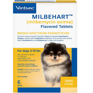 Milbehart Flavored Tablets for Dogs, 2-10 lbs