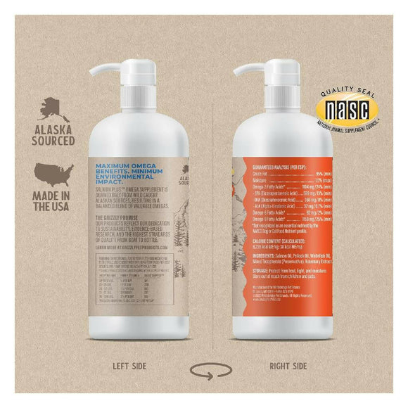 Grizzly Salmon Oil Omega Plus Supplement For Dog (32 oz)