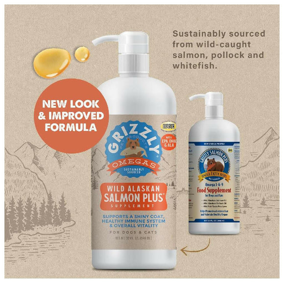 Grizzly Salmon Oil Omega Plus Supplement For Dog (32 oz)