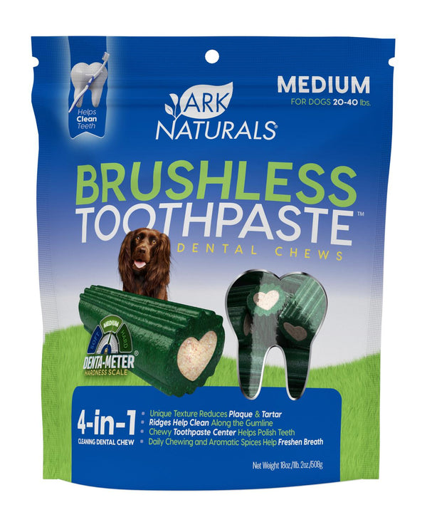 Ark Naturals 4-in-1 Brushless Toothpaste Chews for Medium Dental Dogs (18 oz)