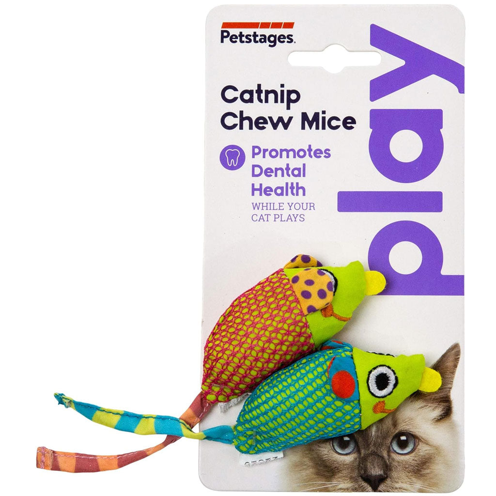 Petstages Mice Cat Chew Toy with Catnip, Multi-Color, 2-pack