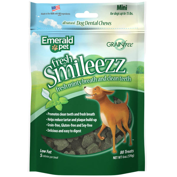 Emerald Pet Fresh Smileezz Grain-Free Mini Dental Dog Treats 80 treats