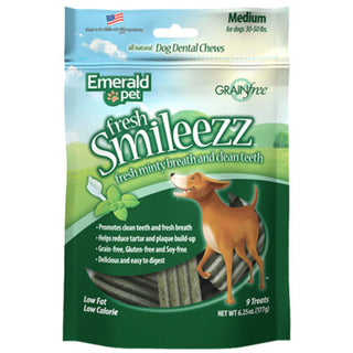 Emerald Pet Fresh Smileezz Grain-Free Medium Dental Dog Treats 9 count