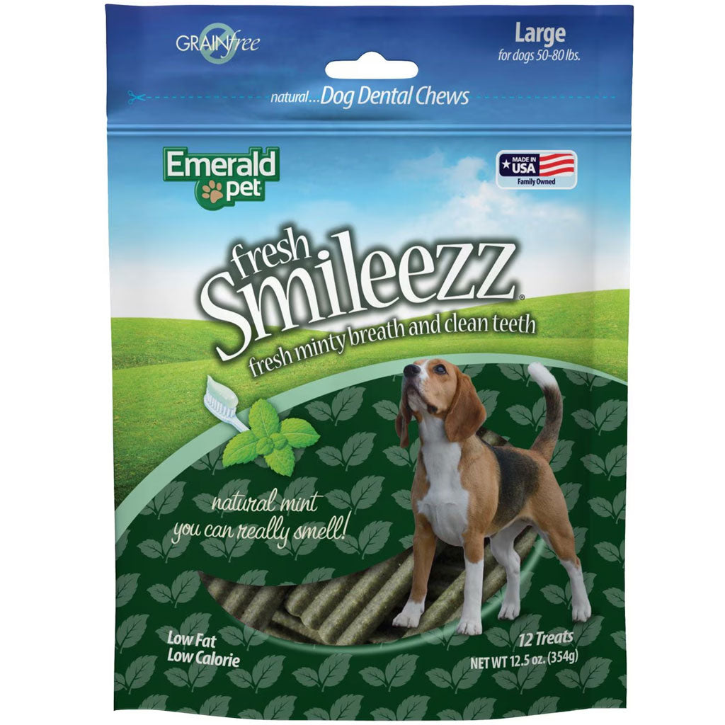 Emerald Pet Fresh Smileezz Grain-Free Large Dental Dog Treats 12 treats