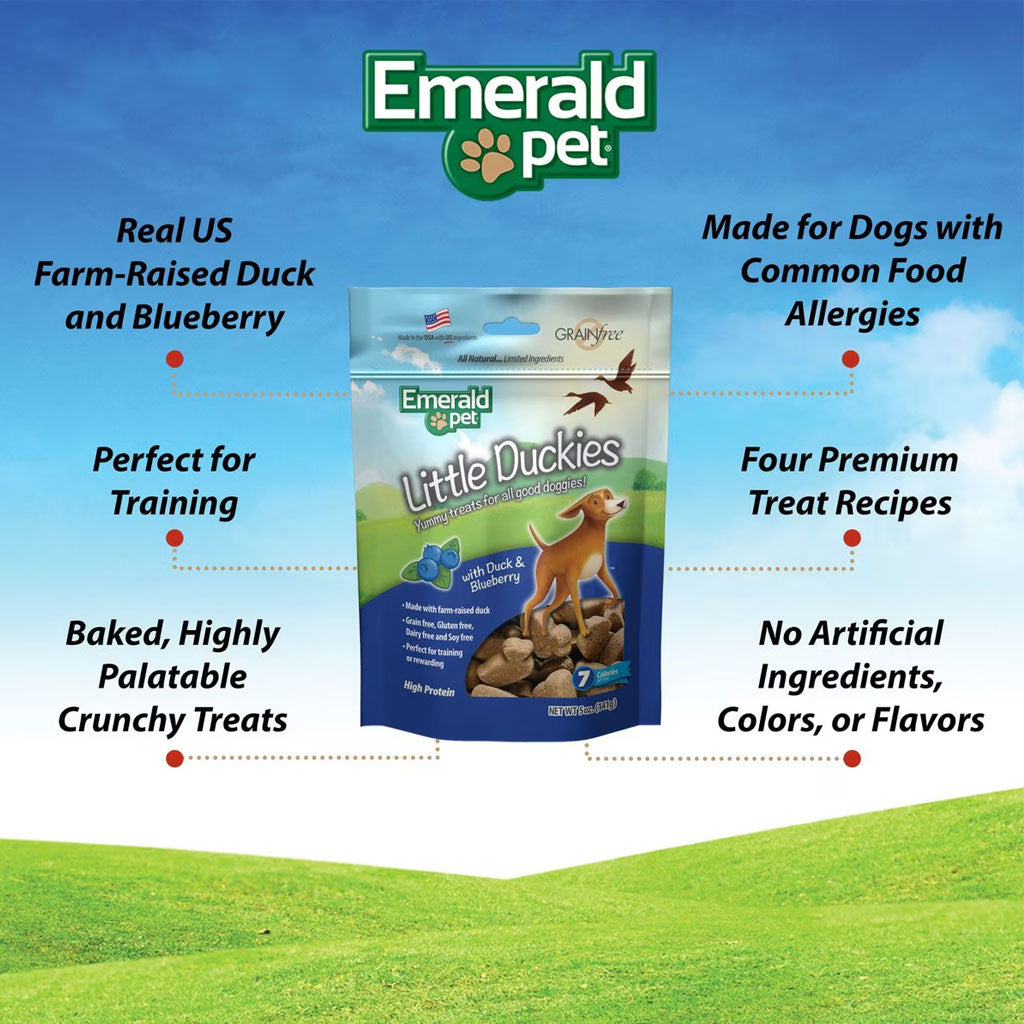 Emerald Pet Little Duckies Grain-Free with Duck & Blueberry Dog Treats