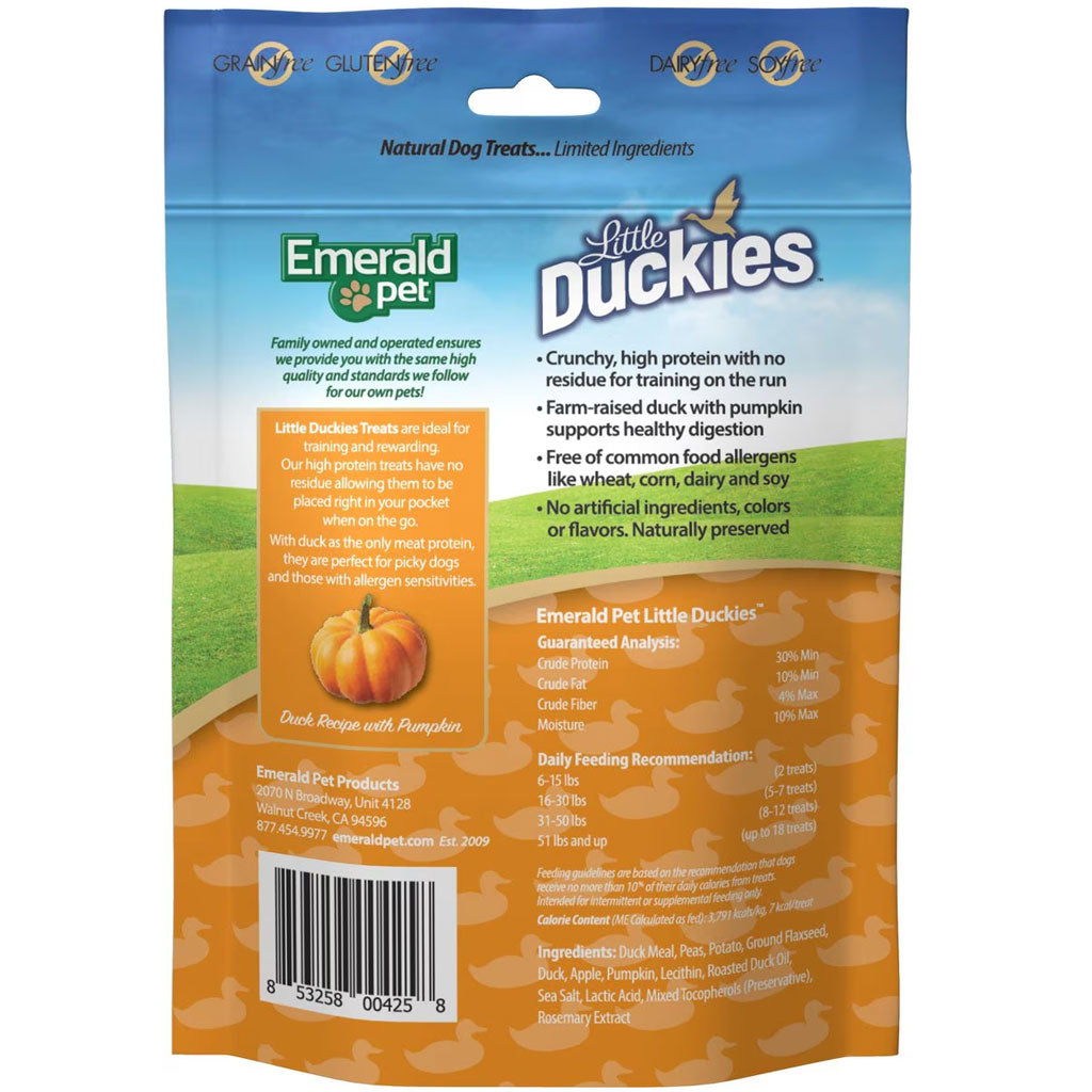 Emerald Pet Little Duckies Grain-Free with Duck & Pumpkin Dog Treats