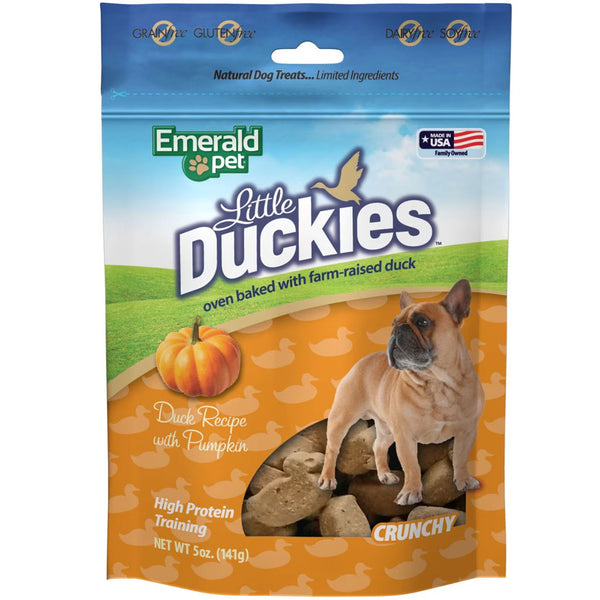 Emerald Pet Little Duckies Grain-Free with Duck & Pumpkin Dog Treats, 5-oz