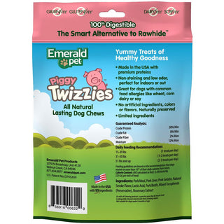 Emerald Pet Piggy Twizzies Grain-Free Dog Treats 6in backside