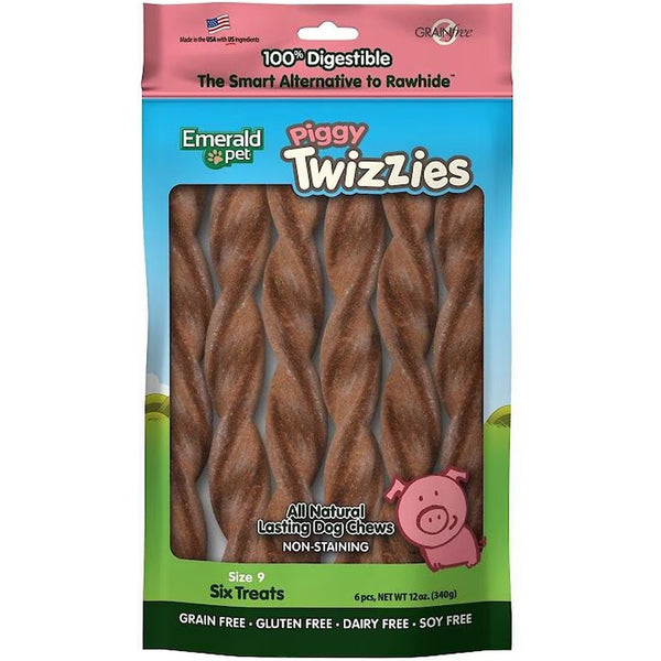 Emerald Pet Piggy Twizzies Grain-Free Dog Treats 9in