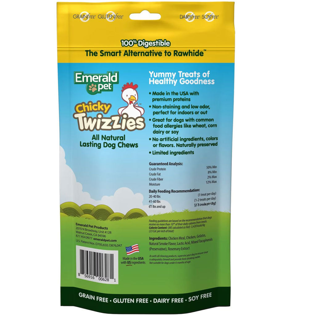 Emerald Pet Chicky Twizzies Grain-Free Dog Treats, 6 count