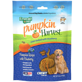 Emerald Pet Pumpkin Harvest Oven Baked with Blueberry Chewy Dog Treats, 6-oz