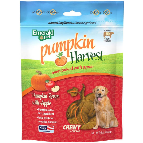 Emerald Pet Pumpkin Harvest Oven Baked with Apple Chewy Dog Treats, 6-oz