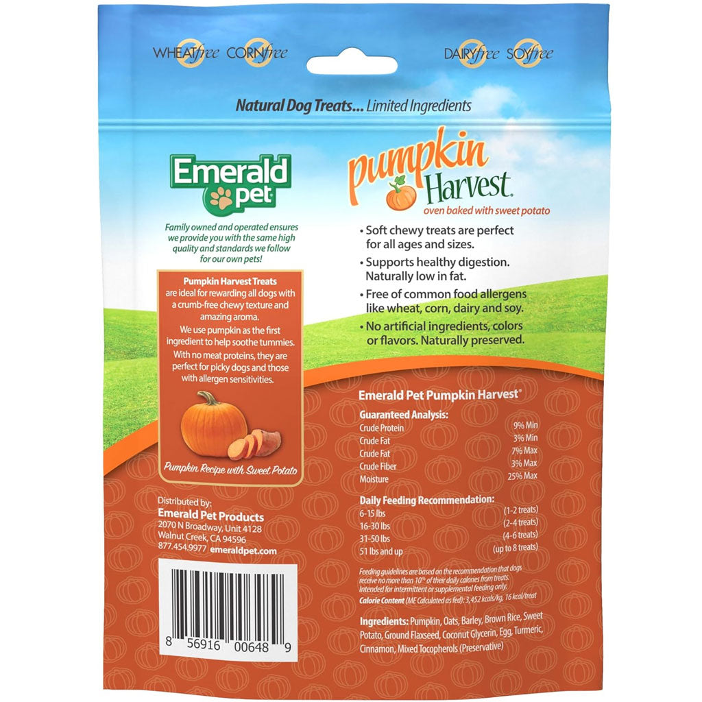 Emerald Pet Pumpkin Harvest Oven Baked with Sweet Potato Chewy Dog Treats, 6-oz - 0