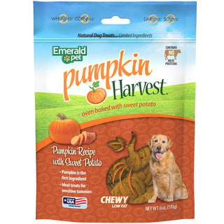 Emerald Pet Pumpkin Harvest Oven Baked with Sweet Potato Chewy Dog Treats, 6-oz