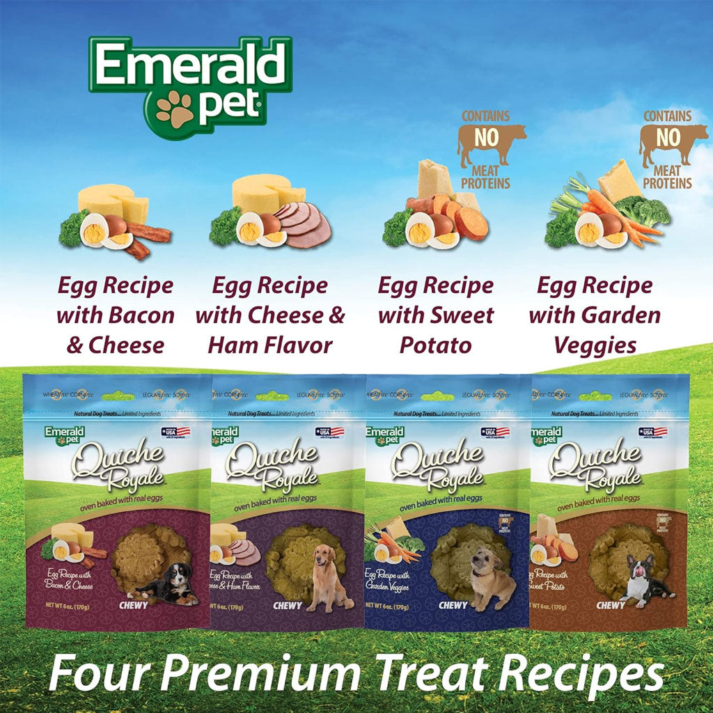 Emerald Pet Quiche Royale Egg Recipe with Sweet Potato Chewy Dog Treats 