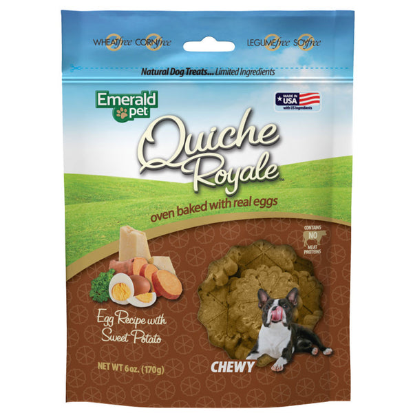 Emerald Pet Quiche Royale Egg Recipe with Sweet Potato Chewy Dog Treats (6 oz)