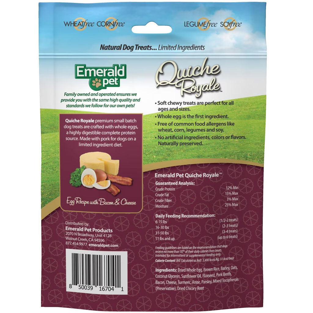 Emerald Pet Quiche Royale Egg Recipe with Bacon & Cheese Chewy Dog Treats 