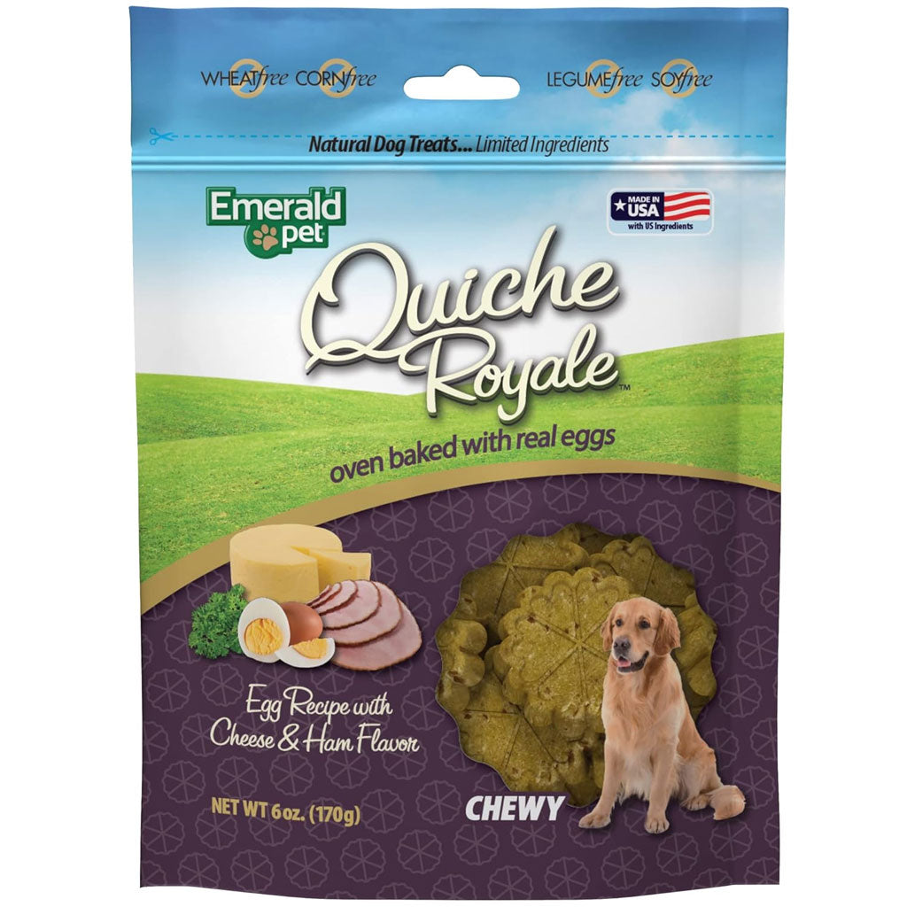 Emerald Pet Quiche Royale Egg Recipe with Cheese & Ham Chewy Dog Treats (6 oz)