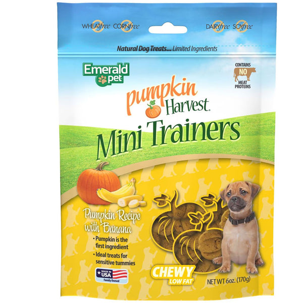 Emerald Pet Pumpkin Harvest Mini Trainers Pumpkin Recipe with Banana Dog Treats, 6-oz