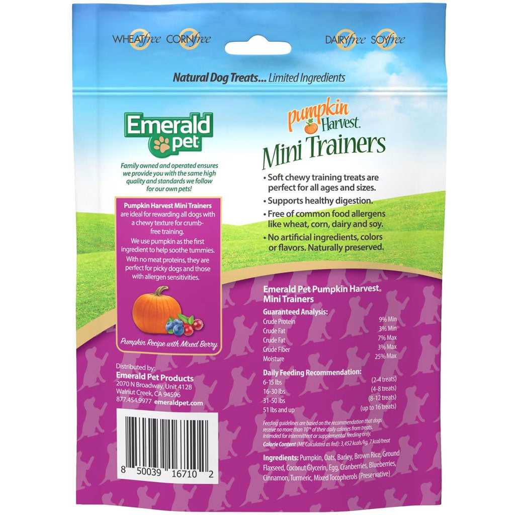 Emerald Pet Pumpkin Harvest Mini Trainers Pumpkin Recipe with Mixed Berry Dog Treats