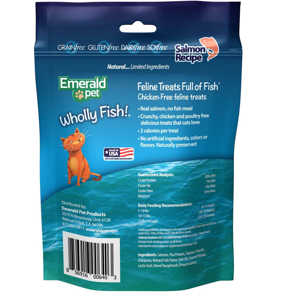 Emerald Pet Wholly Fish! Salmon Recipe Grain-Free Crunchy Cat Treats