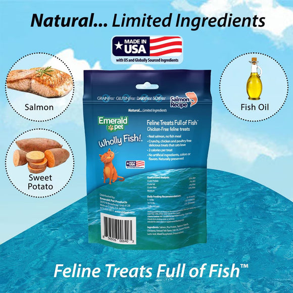 Emerald Pet Wholly Fish! Salmon Recipe Grain-Free Crunchy Cat Treats
