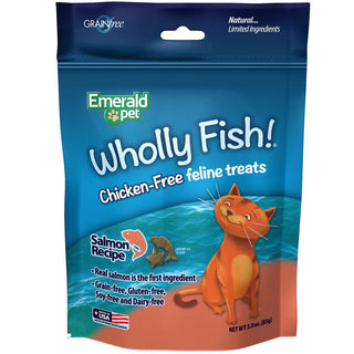 Emerald Pet Wholly Fish! Salmon Recipe Grain-Free Crunchy Cat Treats (3 oz)