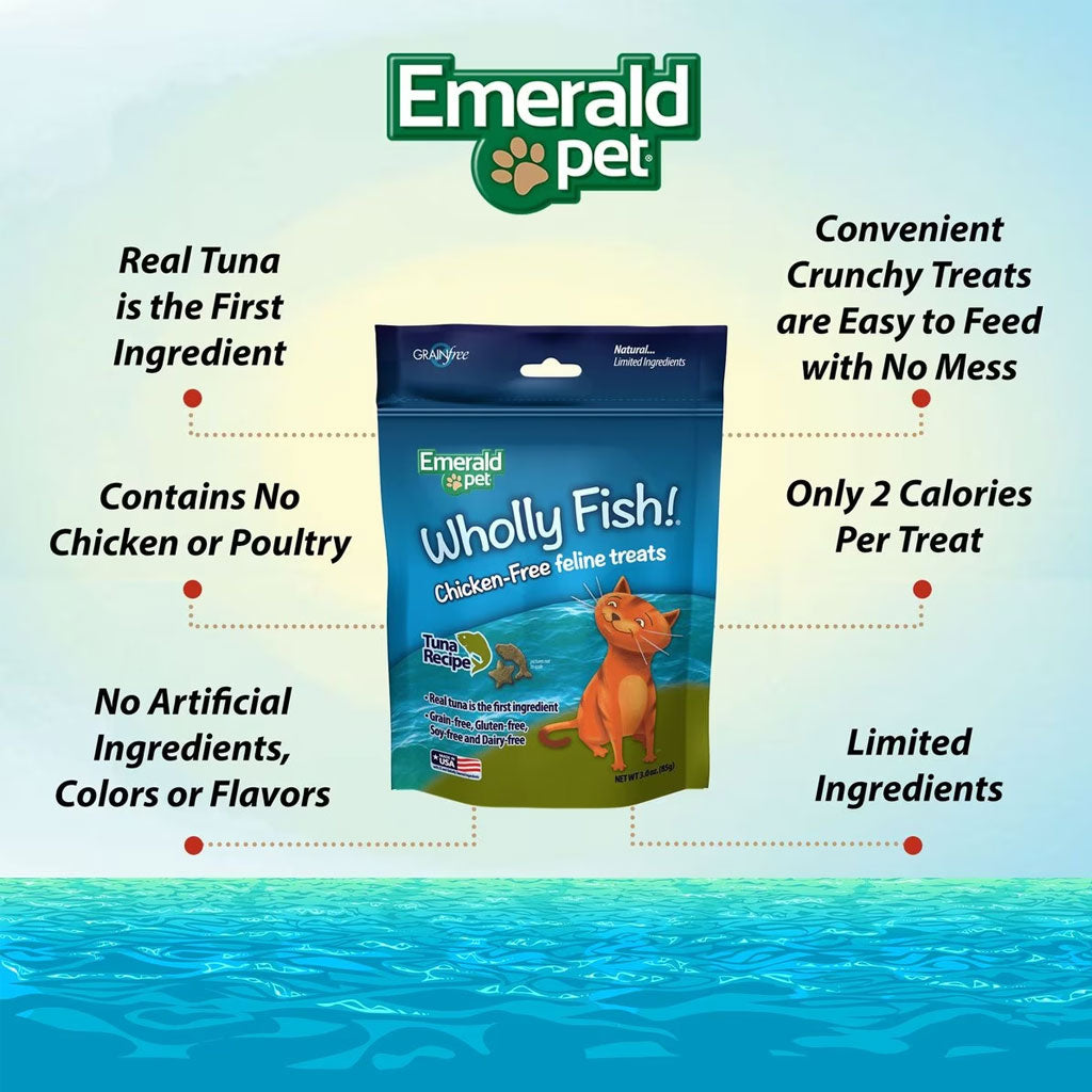 Emerald Pet Wholly Fish! Tuna Recipe Grain-Free Crunchy Cat Treats