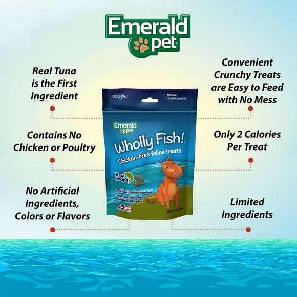 Emerald Pet Wholly Fish! Tuna Recipe Grain-Free Crunchy Cat Treats