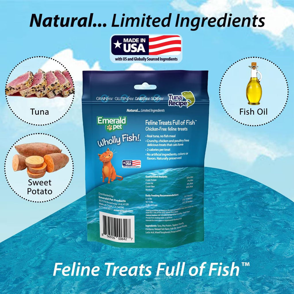 Emerald Pet Wholly Fish! Tuna Recipe Grain-Free Crunchy Cat Treats