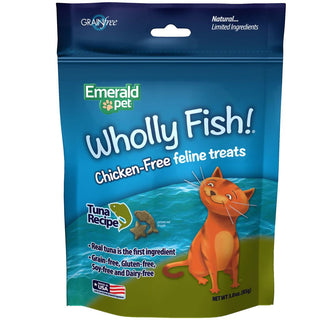 Emerald Pet Wholly Fish! Tuna Recipe Grain-Free Crunchy Cat Treats (3 oz)