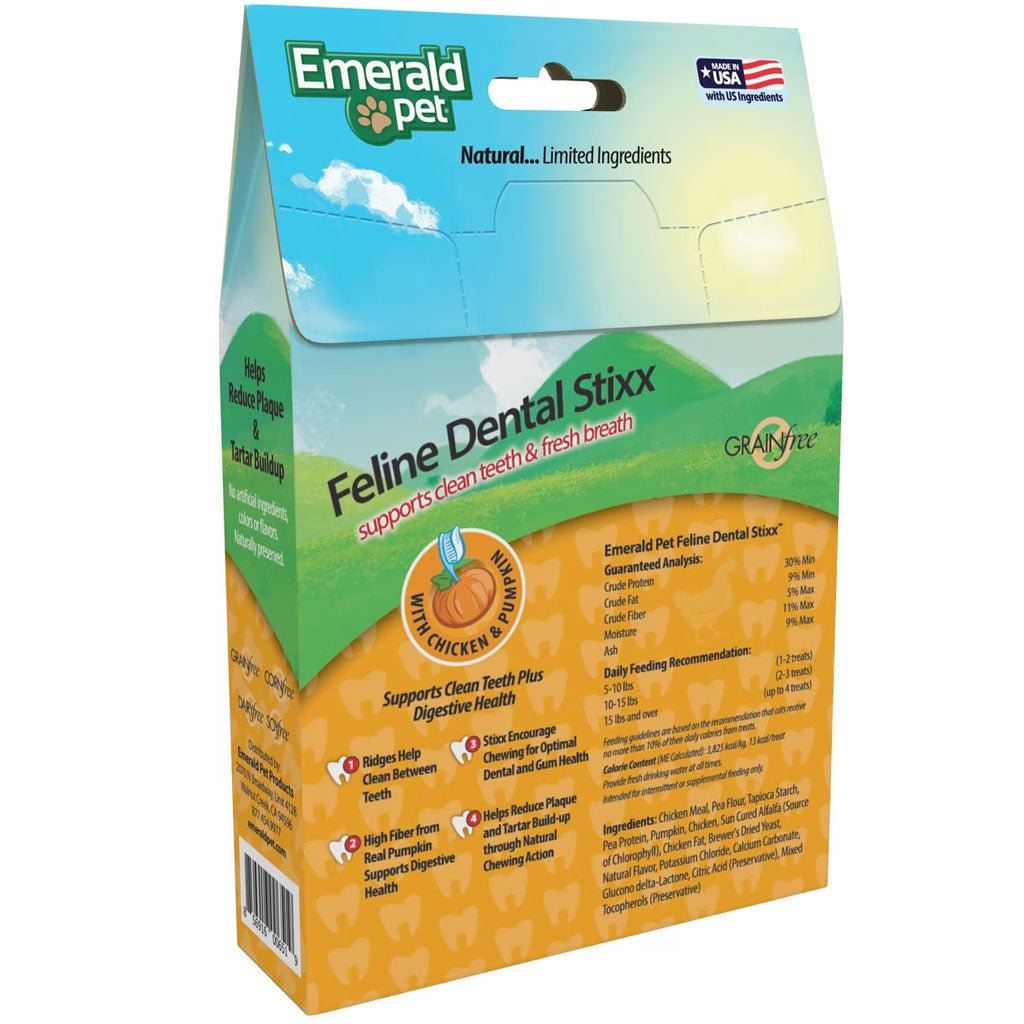 Emerald Pet Feline Dental Stixx with Chicken & Pumpkin Dental Cat Treats (3.6 oz) - 0