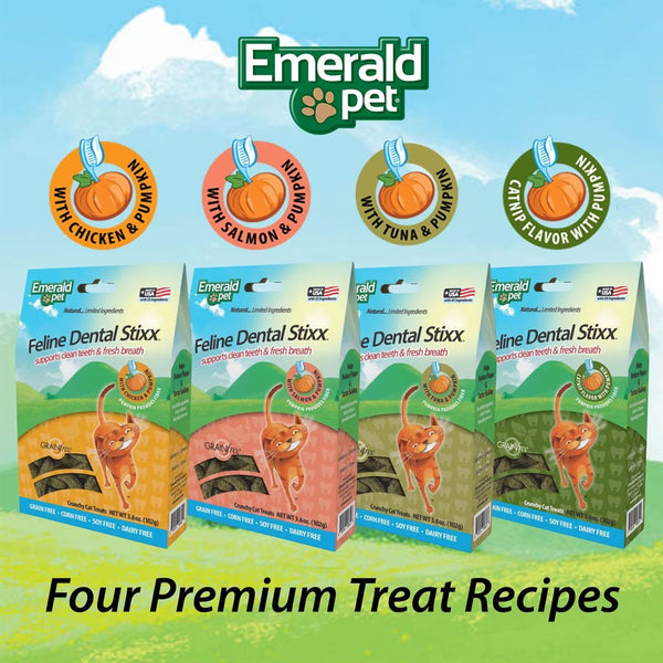 Emerald Pet Feline Dental Stixx with Chicken & Pumpkin Dental Cat Treats (3.6 oz)