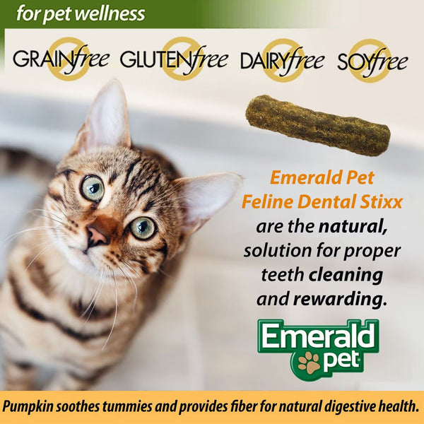 Emerald Pet Feline Dental Stixx with Chicken & Pumpkin Dental Cat Treats (3.6 oz)